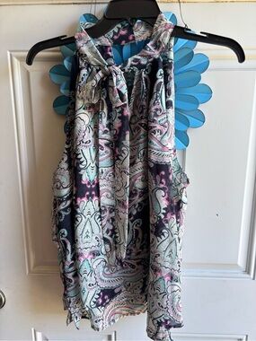 Banana Republic Paisley Halter Tank in Black, Pink & Aqua